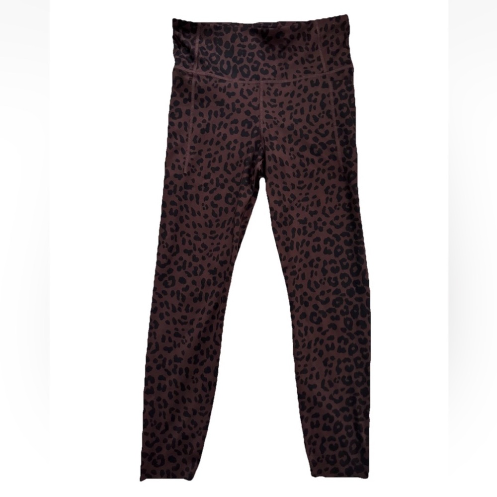 Gap Fit Women’s High Waist Brown Cheetah Power Leggings, Small Ankle Length, EUC